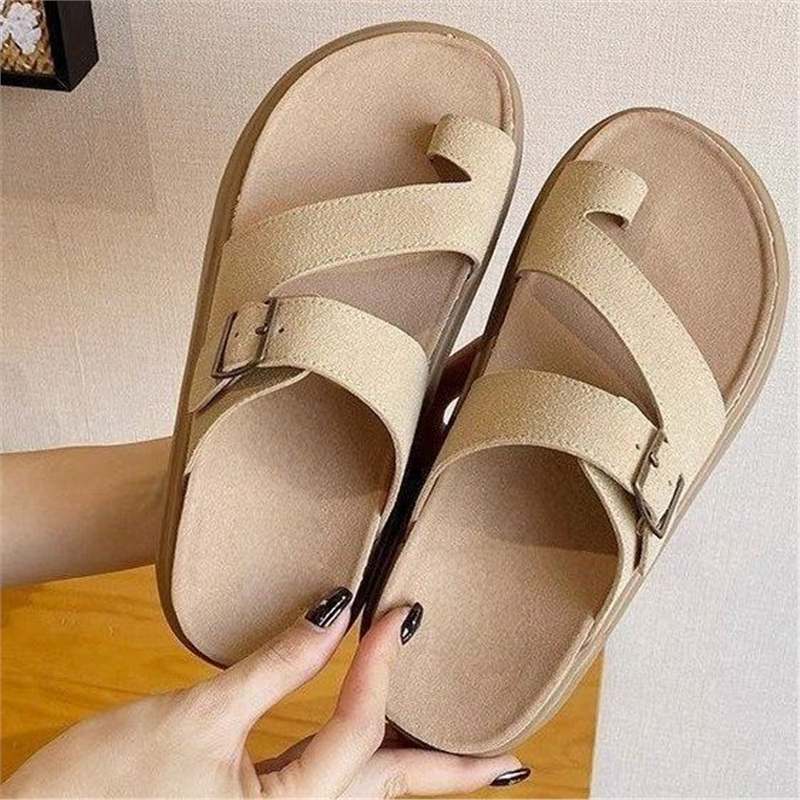 Damen Plateau-Sandalen mit Zehensteg, Kork‑Fußbett und verstellbarer Schnalle Shop Nory