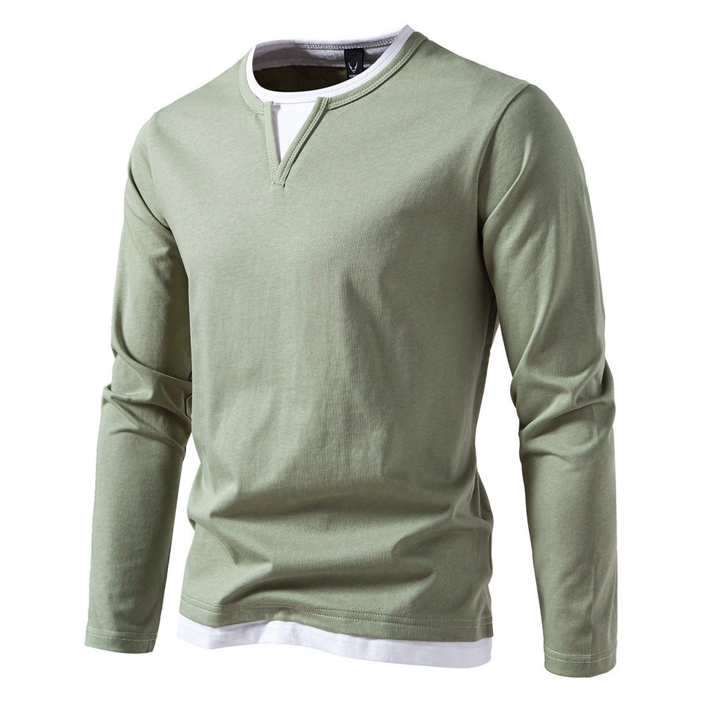 Herren Langarmshirt mit modernem V-Ausschnitt und coolen Layering-Details
