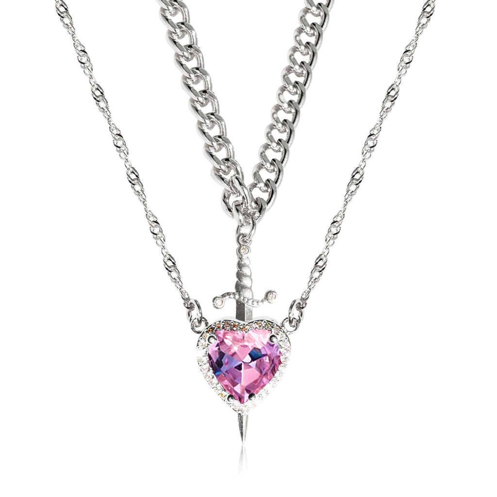 Damen Halskette mit herzförmigem Anhänger und künstlerischem Schwertdesign Shop Nory