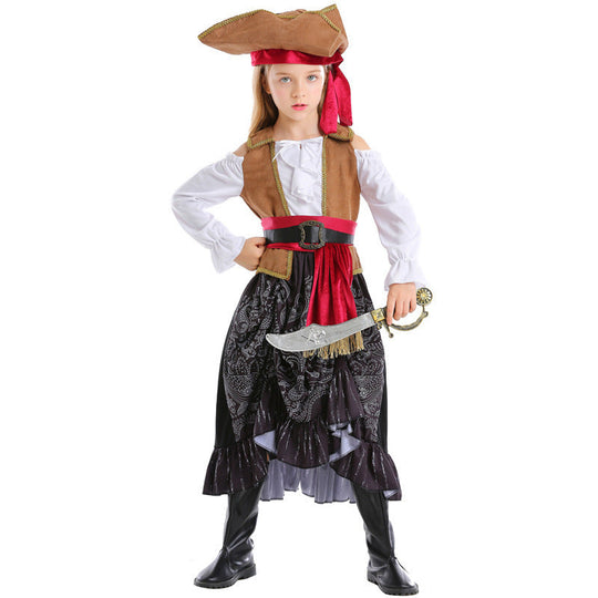Mädchen Piratenkostüm mit authentischen Accessoires und schwingendem Rock Shop Nory