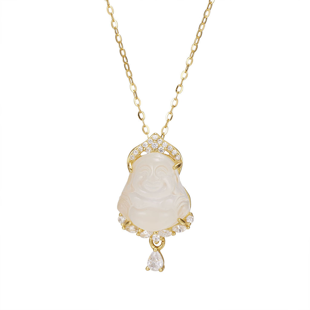Damen Halskette mit kunstvollem Buddha-Anhänger und funkelnden Zirkonia Shop Nory 1781965882