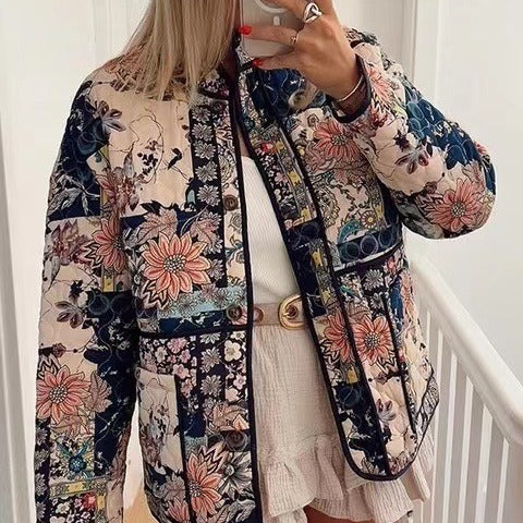 Damen Gepatchte Steppjacke in floraler Patchwork‑Optik Shop Nory