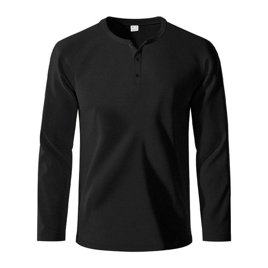 Herren Langarm-Henley-Shirt aus atmungsaktivem Strukturstoff