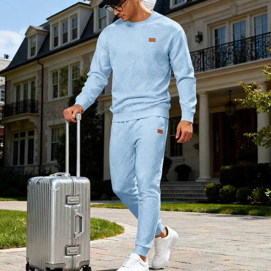Herren Feinstrukturiertes Lounge-Set mit Rundhals-Pullover & schmaler Jogginghose Shop Nory
