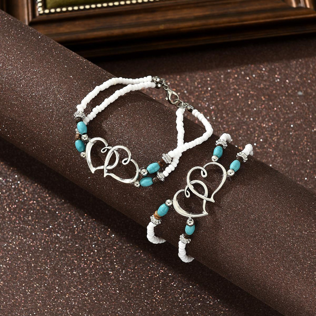 Damen Armband-Set mit zarten Herz- und bunten Perlenakzenten Shop Nory