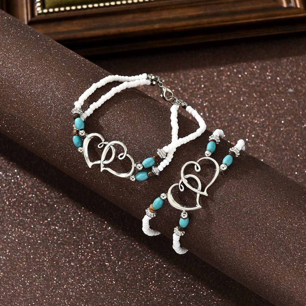 Damen Armband-Set mit zarten Herz- und bunten Perlenakzenten Shop Nory