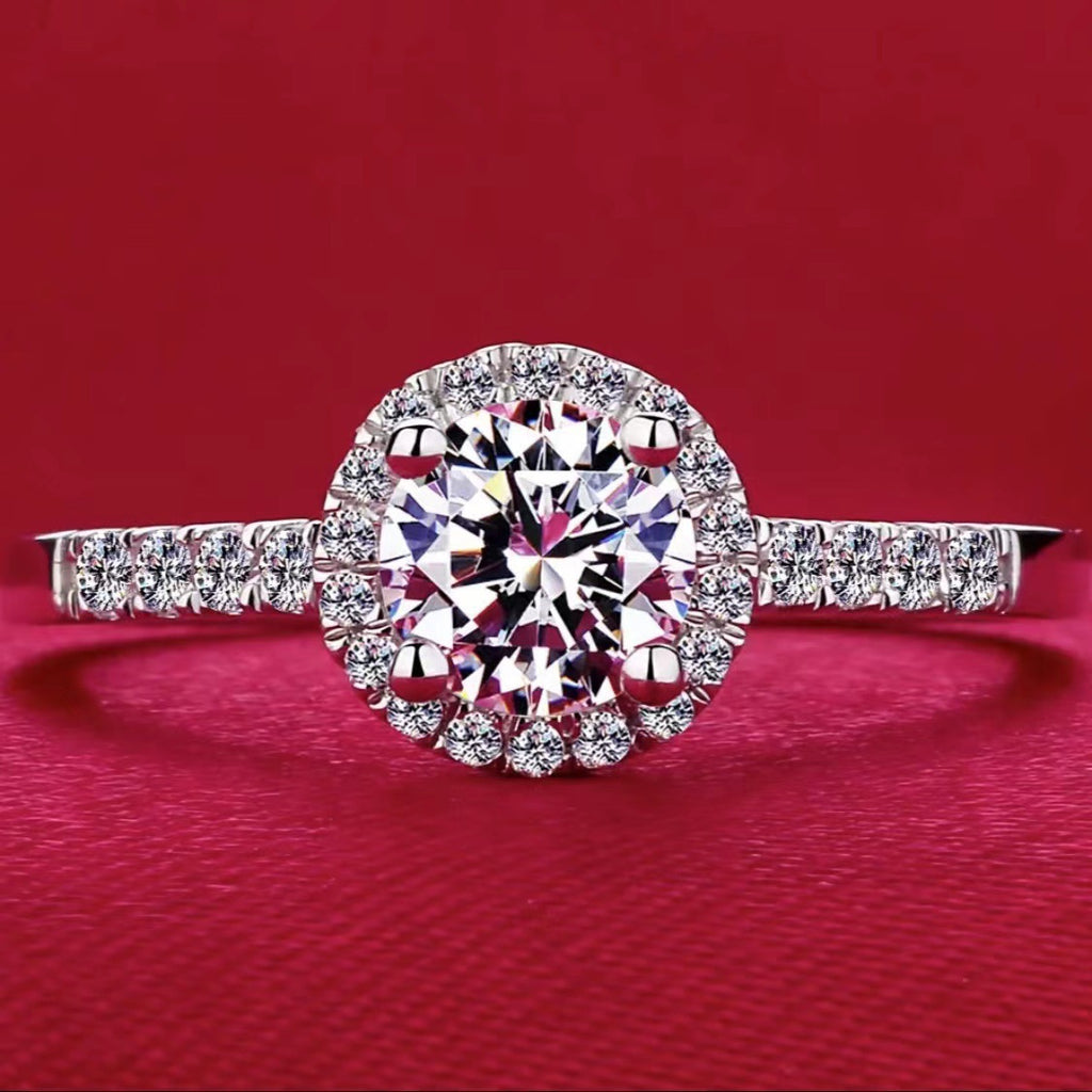 Damen luxuriöser Solitär-Diamantring mit glänzender Zirkonia-Fassung Shop Nory
