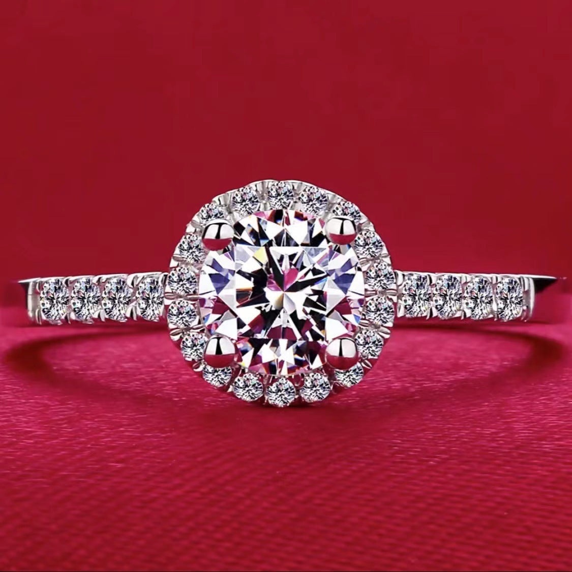 Damen luxuriöser Solitär-Diamantring mit glänzender Zirkonia-Fassung Shop Nory