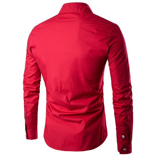 Herren figurbetontes Hemd mit Tribal-Print, verdeckter Knopfleiste und Kontrastkragen Shop Nory