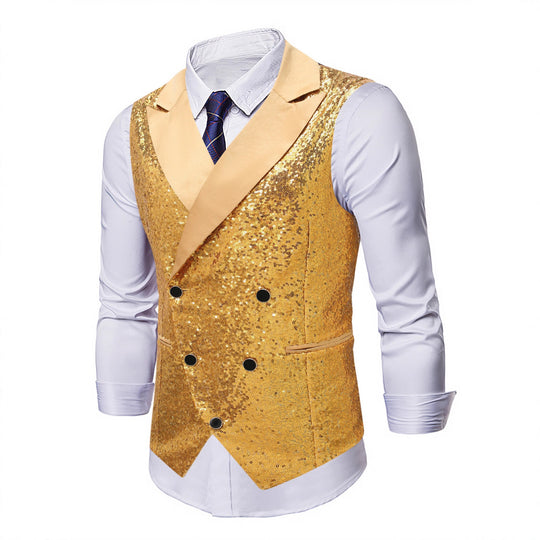 Herren Pailletten-Weste mit Schalkragen und Doppelreiher Shop Nory