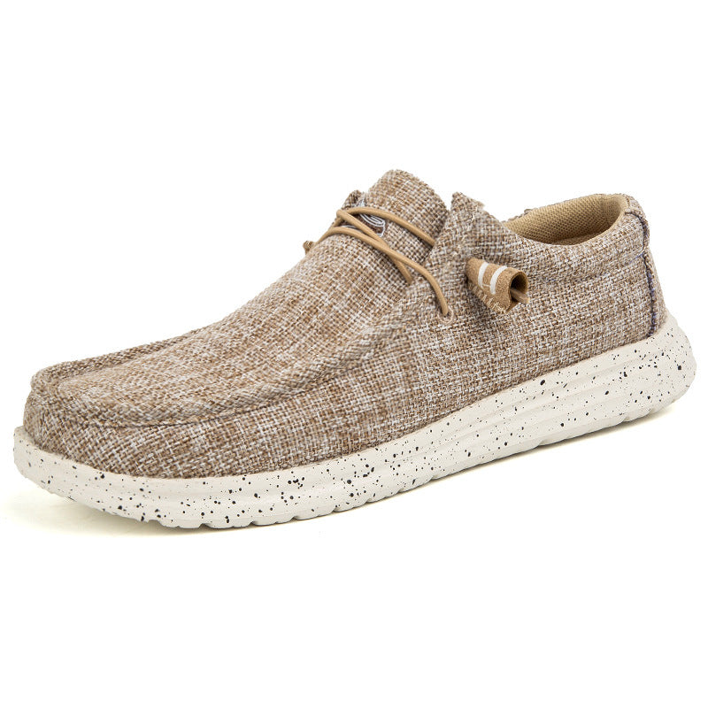 Herren Legerer Canvas-Mokassin-Slipper mit geflochtener Schnürung und gefleckter EVA-Sohle Shopy Nory