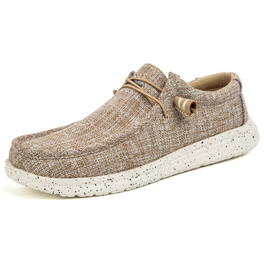 Herren Legerer Canvas-Mokassin-Slipper mit geflochtener Schnürung und gefleckter EVA-Sohle Shopy Nory