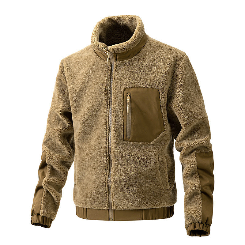 Herren Fleecejacke mit hochgeschlossenem Kragen und seitlichen Reißverschlusstaschen