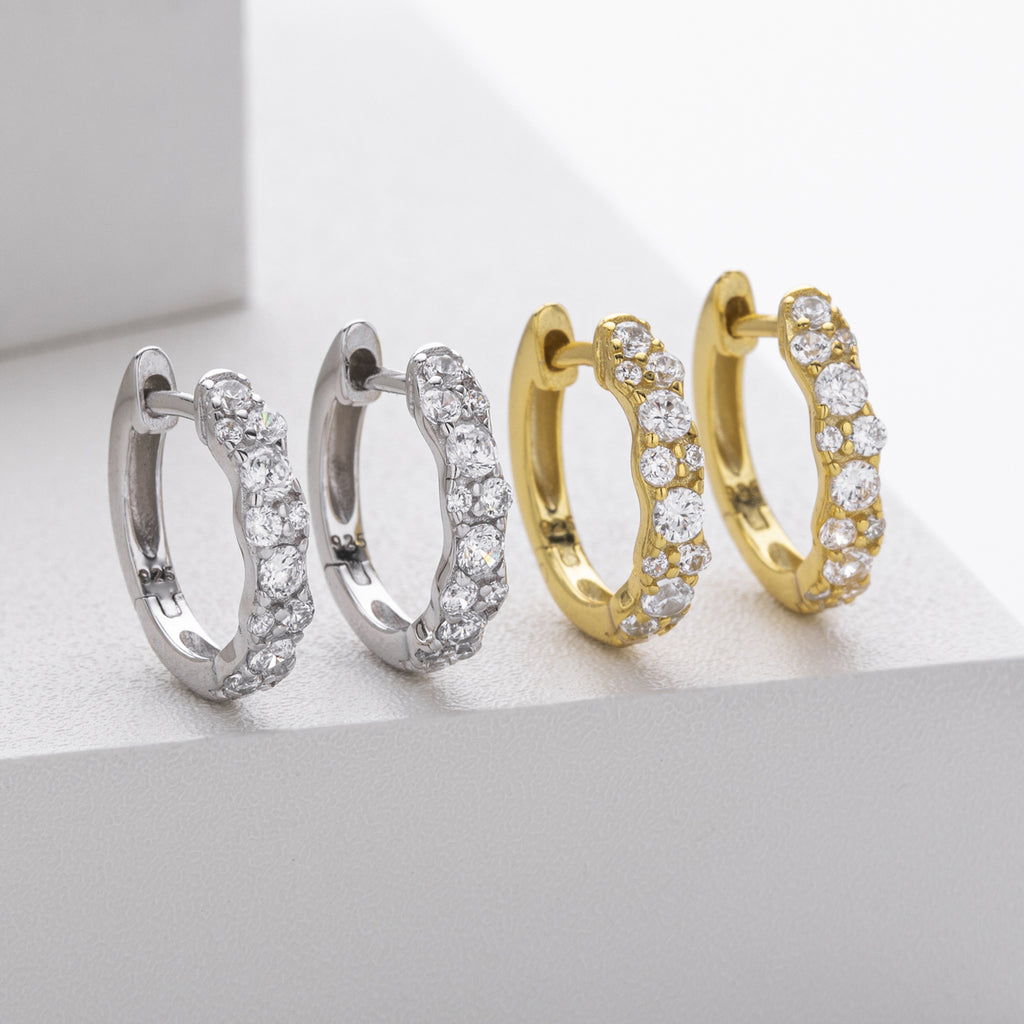Damen Creolen mit funkelnden Zirkonia aus hochwertigem 925 Sterling Silber Shop Nory