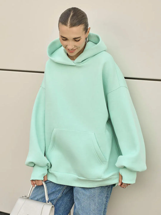 Damen Oversized Kapuzenpullover mit extra weitem Schnitt und Kängurutasche Shop Nory