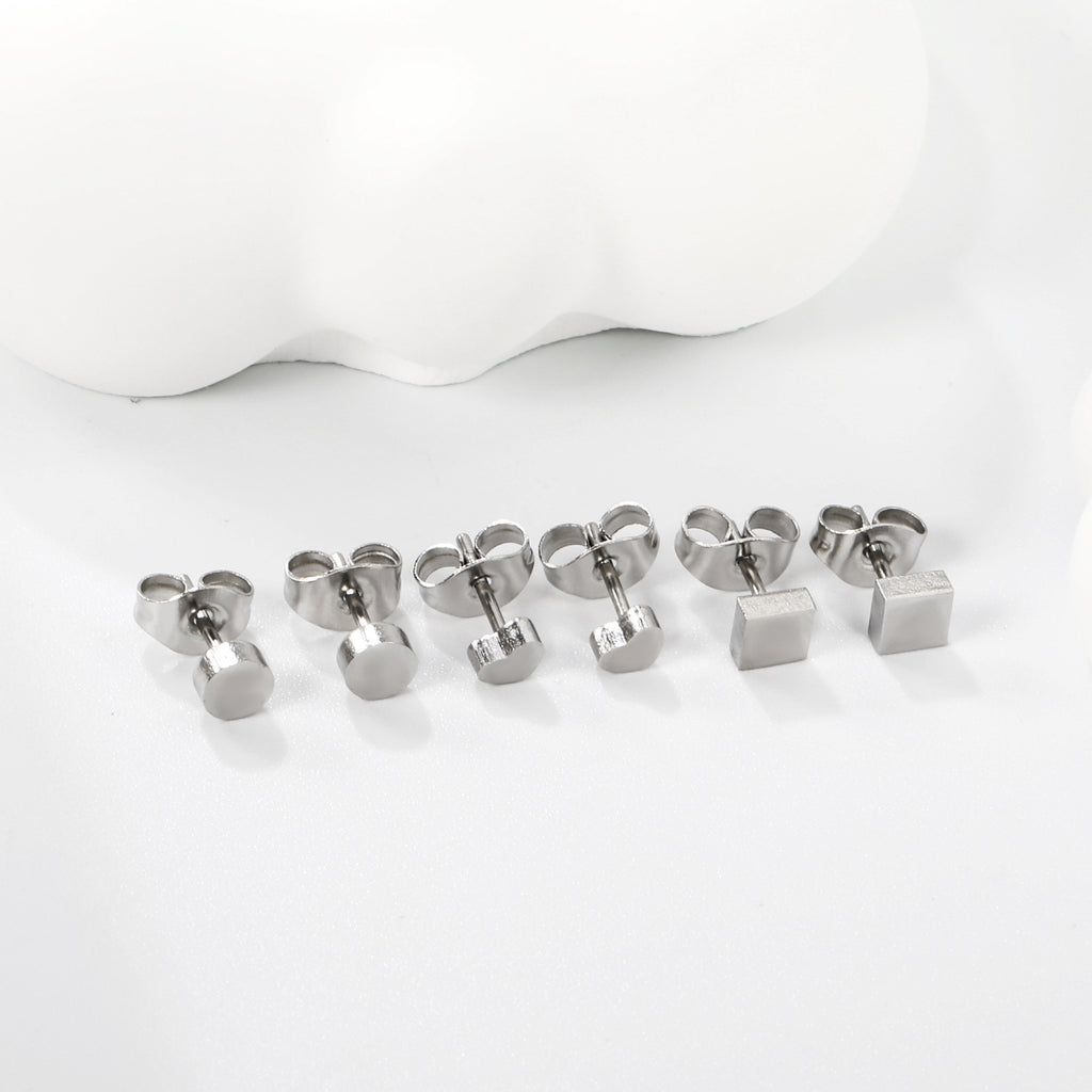 Damen Edelstahl Ohrstecker Set mit verschiedenen geometrischen Formen Shop Nory
