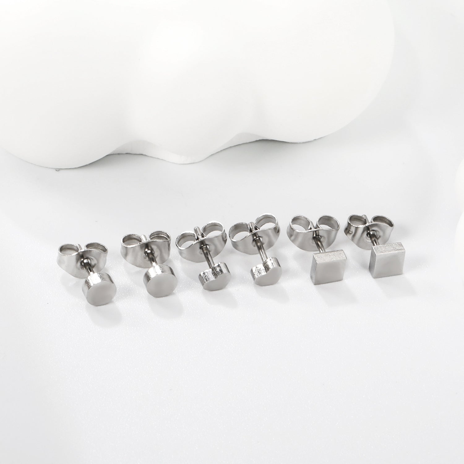 Damen Edelstahl Ohrstecker Set mit verschiedenen geometrischen Formen Shop Nory