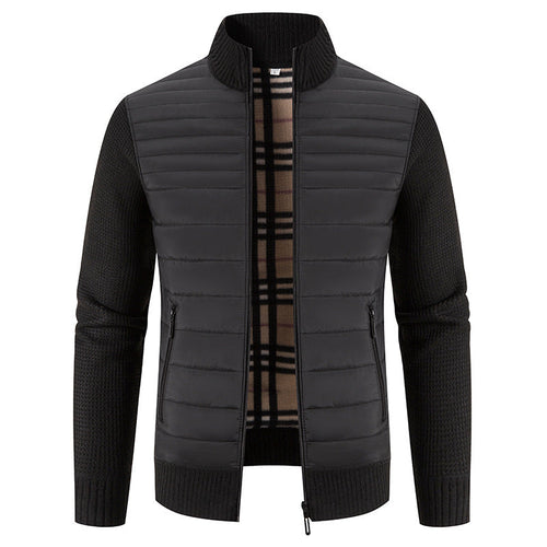 Herren Steppjacke mit modernem Strickärmeln und hohem Kragen