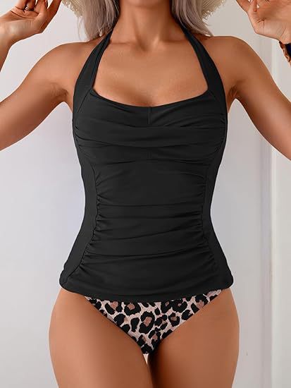 Damen Tankini Badeanzug mit femininem Schnitt und raffinierten Rüschen