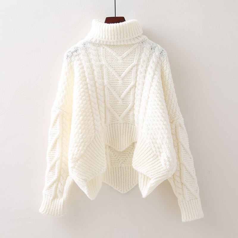 Damen Strukturiertes Cropped Zopfmuster-Chunky-Pullover mit hohem Rollkragen Shop Nory