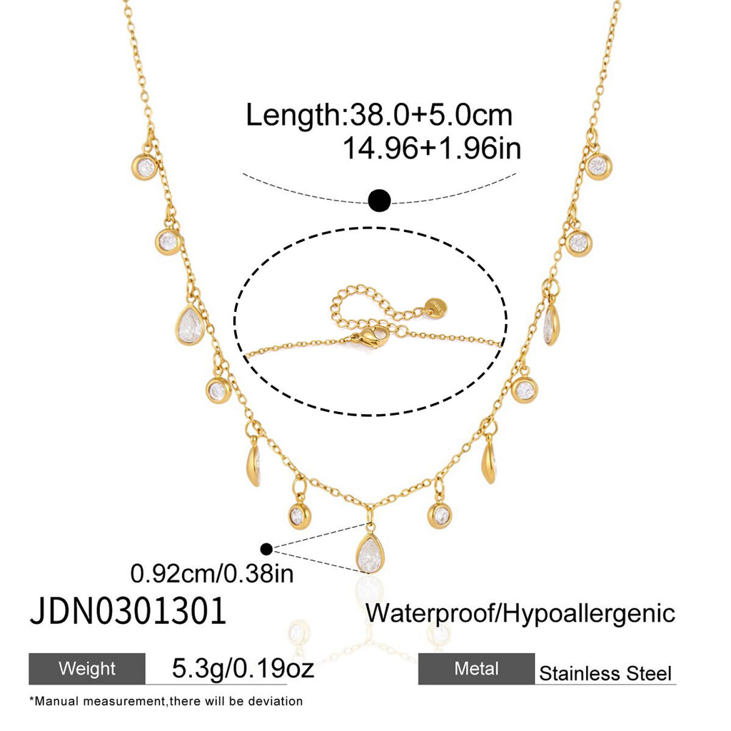 Damen Edelstahl Halskette mit funkelnden Kristalldetails Shop Nory