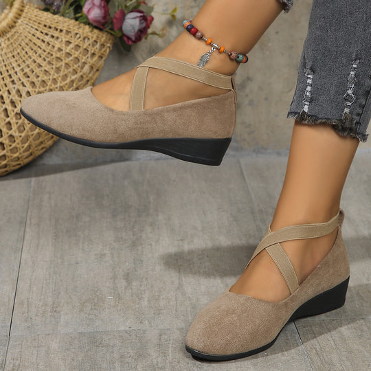 Damen Komfort-Keilabsatz-Ballerina aus Veloursleder Shop Nory