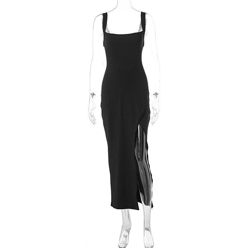 Kleid mit geteilten Neckholder-Hosenträgern
