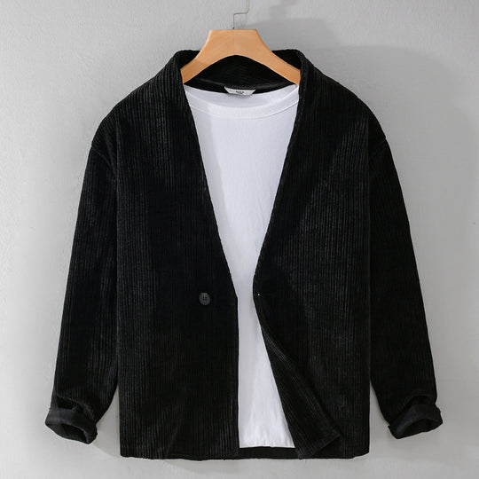 Herren Cord-Overshirt-Sakko mit V-Ausschnitt und Ein-Knopfverschluss Shop Nory