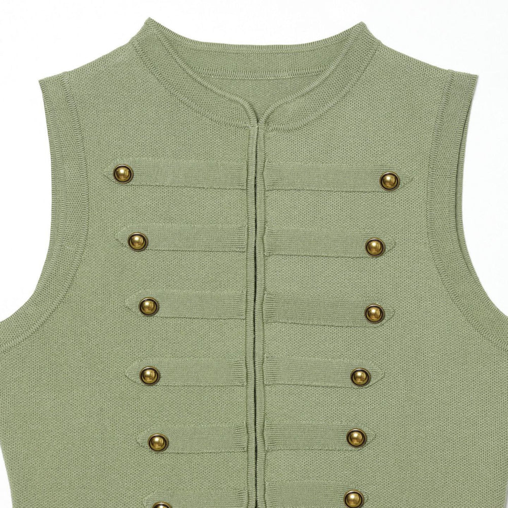 Damen Strickweste im Military‑Stil mit goldenen Zierknöpfen Shop Nory
