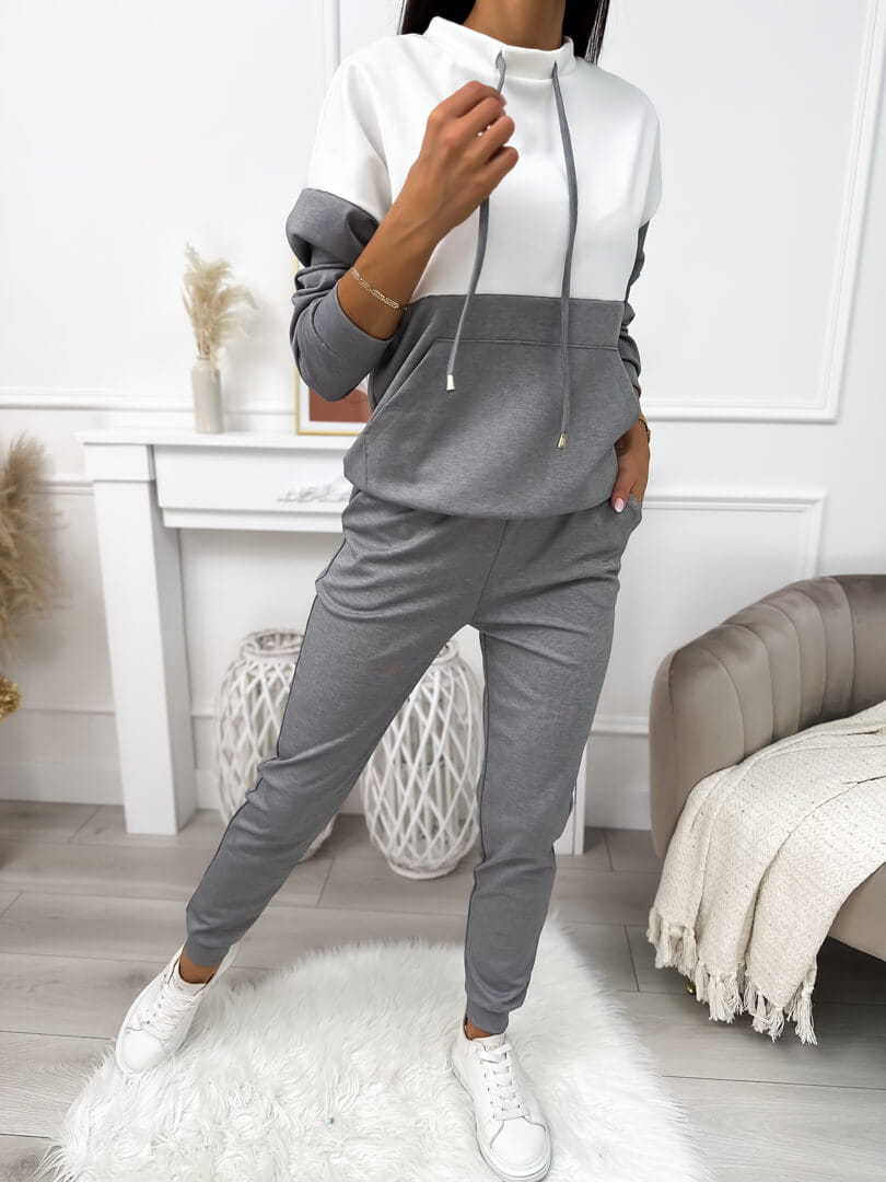 Damen Zweiteiliges Loungewear‑Set mit Stehkragen, Kängurutasche und schmaler Jogginghose Shop Nory