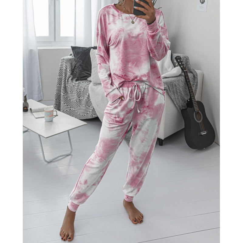 Damen Lässiger Tie-Dye Lounge-Jumpsuit mit Kordelzug und Eingrifftaschen Shop Nory