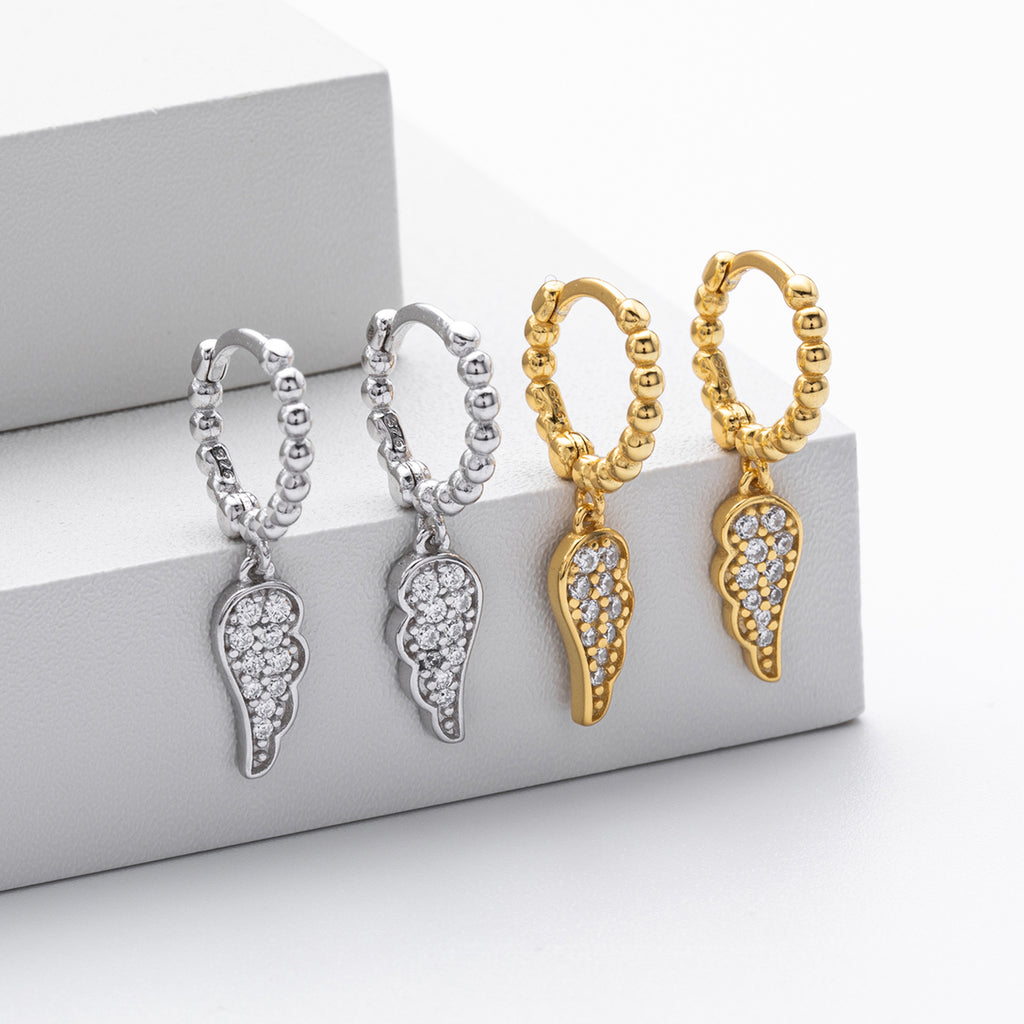 Damen Ohrhänger mit luxuriösem Engelsflügel-Design aus hochwertigem 925 Sterling Silber Shop Nory