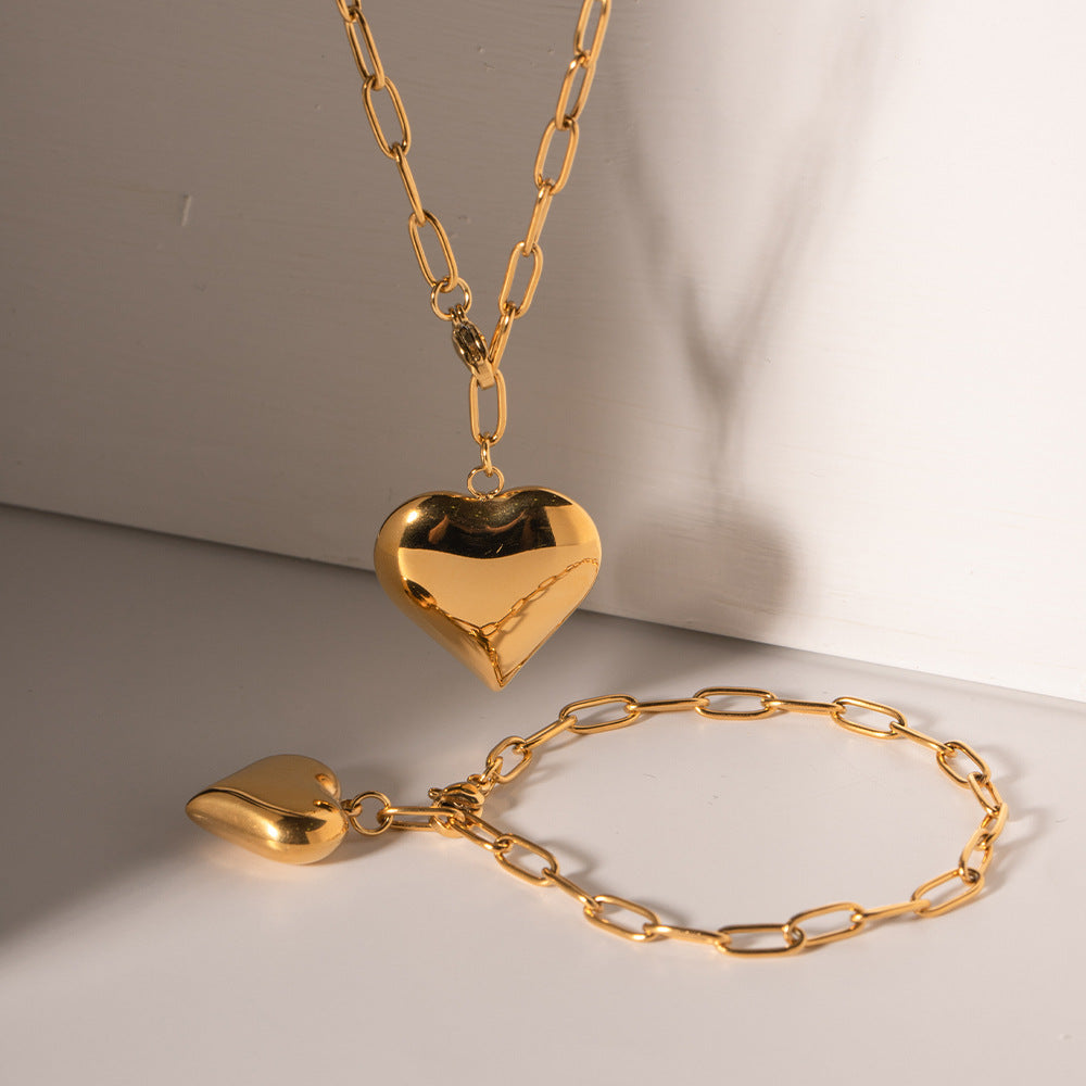 Damen Halskette mit herzförmigem Anhänger und eleganter Gliederkette Shop Nory