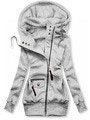 Damen Lange Kapuzenjacke mit asymmetrischem Reißverschluss und Zip‑Tasche Shop Nory