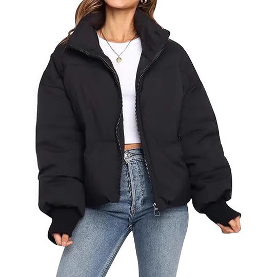 Damen Gesteppte Kurzjacke mit Stehkragen, wattierter Füllung und elastischen Bündchen Shop Nory