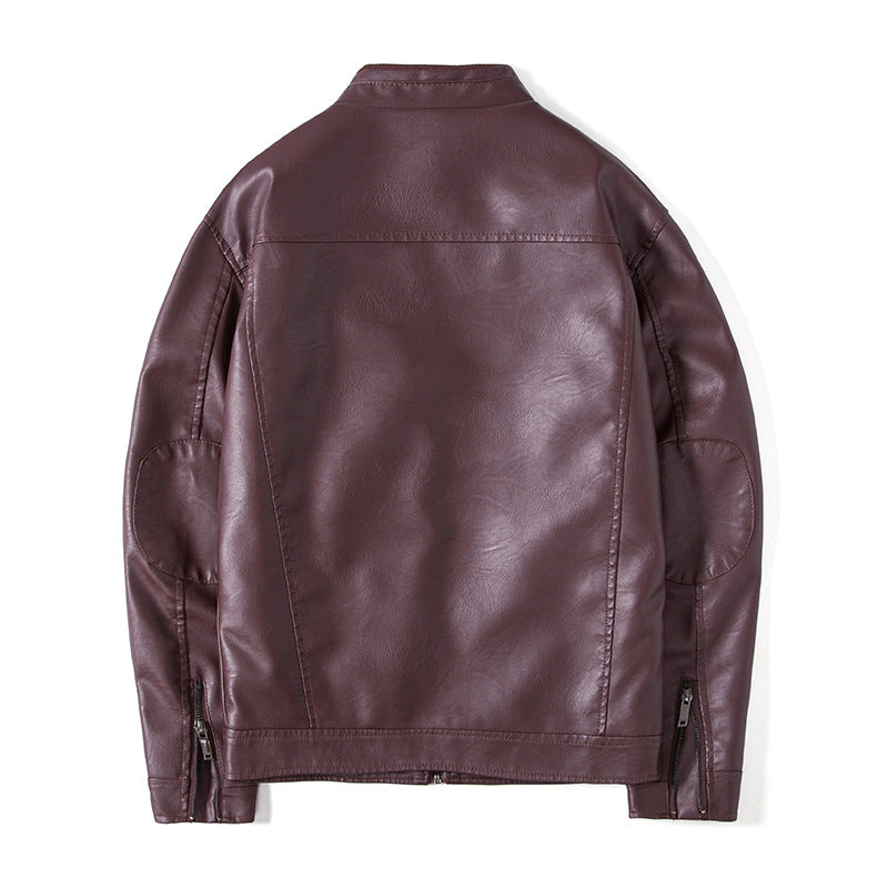 Herren Elegante Kunstleder‑Blousonjacke mit Stehkragen, Reißverschlusstaschen und wärmendem Innenfutter Shop Nory