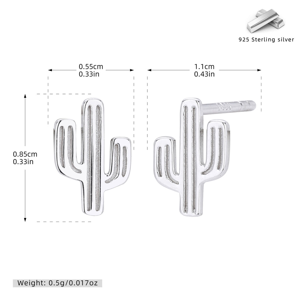 Damen Ohrstecker im stilvollen Kaktusdesign aus 925 Sterling Silber Shop Nory