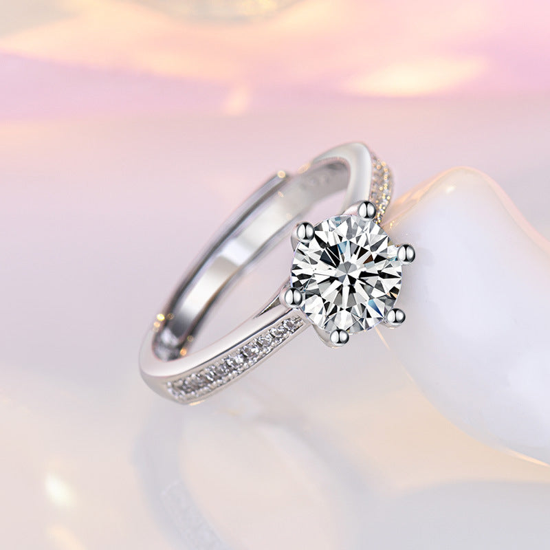 Damen zierlicher Verlobungsring mit glänzendem Zirkonia-Besatz Shop Nory