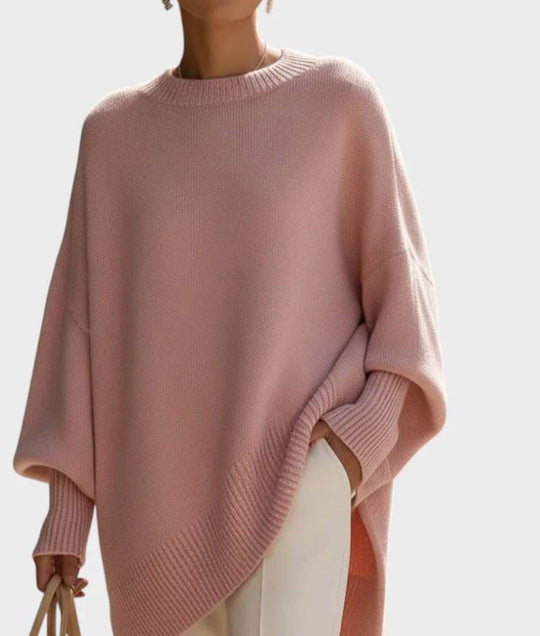 Damen nan Oversize Strickponcho mit asymmetrischem Saum und gerippten Ärmeln Shop Nory
