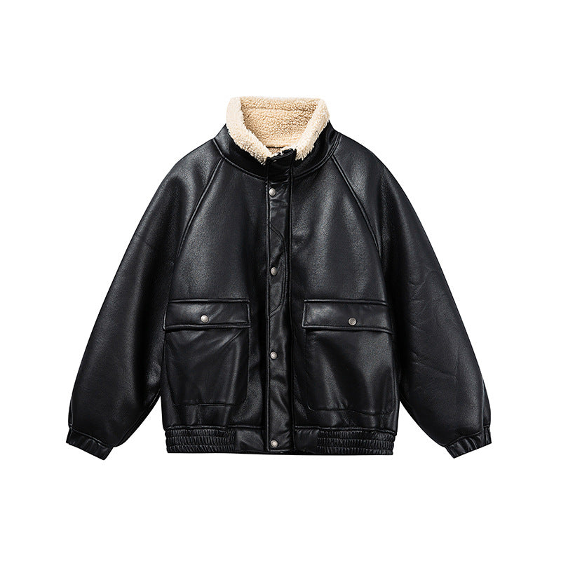 Herren Kurz geschnittener Velours‑Blouson mit Sherpa‑Kragen und Utility‑Pattentaschen Shop Nory