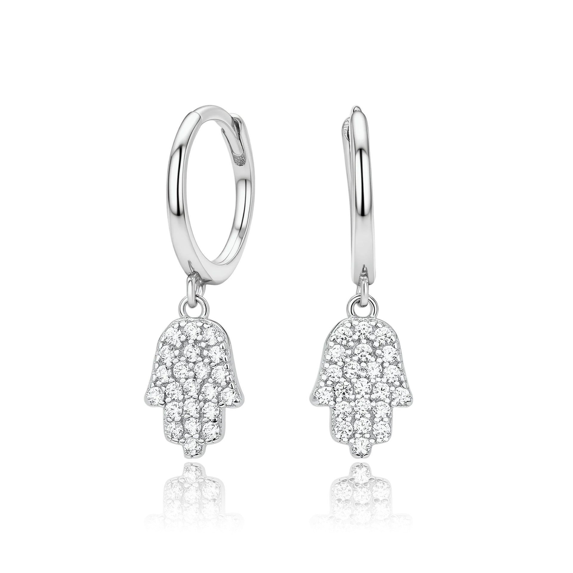 Damen Ohrhänger mit funkelndem Hand-Motiv aus 925 Sterling Silber Shop Nory