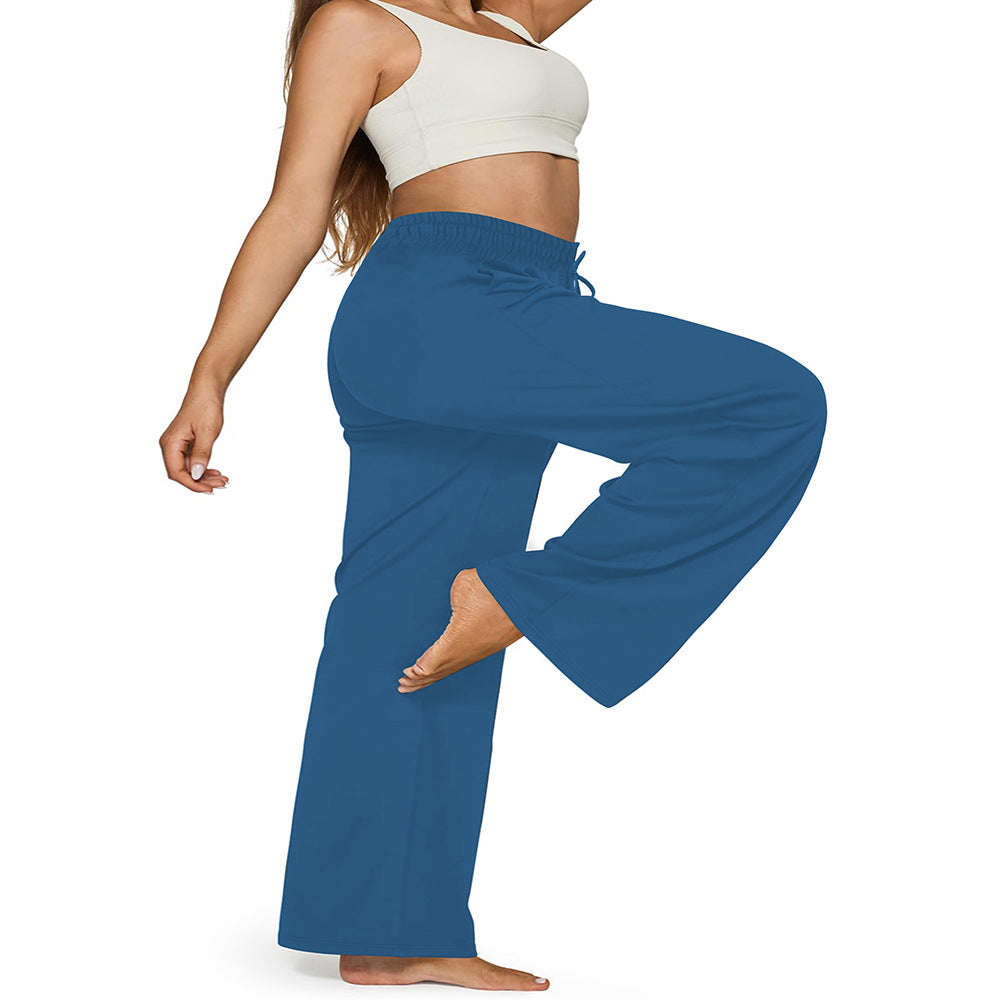Damen Weite High-Waist Yogahose mit Leopardenmuster und Kordelzug Shopy Nory