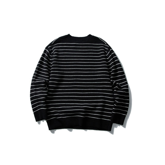 Unisex Gestreifter Strickpullover im Breton‑Look mit grober Rippstruktur und Rundhalsausschnitt Shop Nory