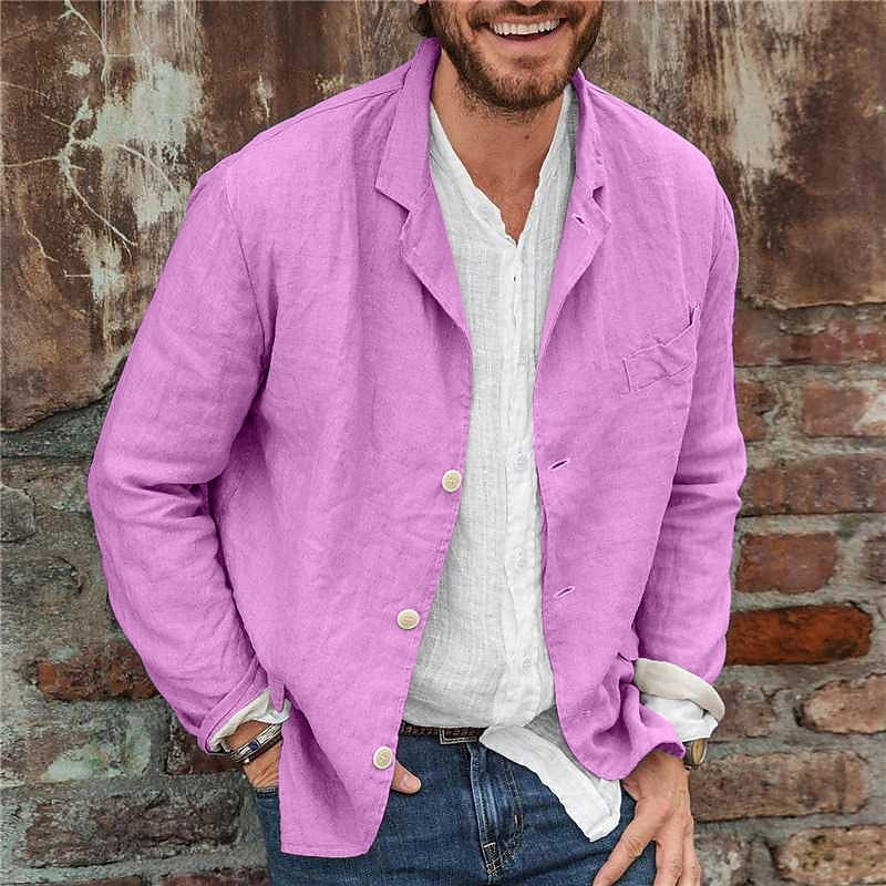 Herren Leichte Leinenjacke mit lässigem Schnitt und praktischen Taschen
