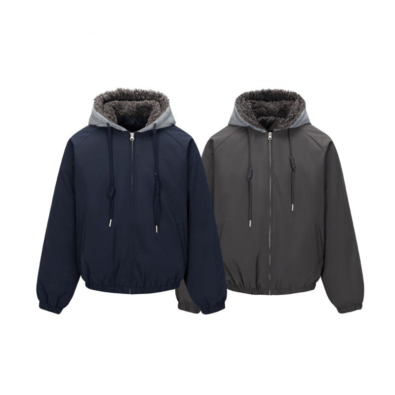 Herren Gefütterte Kapuzenjacke im Bomberstil mit Teddyfutter und elastischem Saum Shop Nory