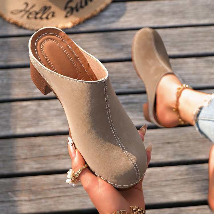 Damen Komfortable Clogs mit blockförmigem Absatz