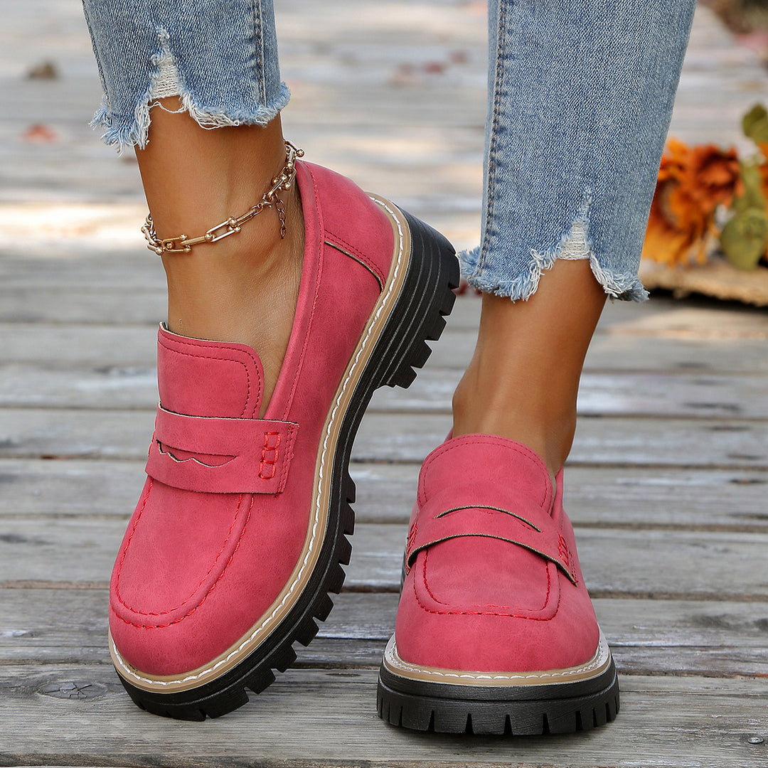 Damen robuste Loafer mit markanter Profilsohle, weichem Veloursoptik-Obermaterial und gepolstertem Komfortfußbett Shop Nory