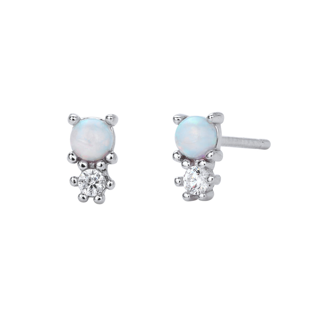 Damen Ohrstecker aus 925er Sterling Silber mit hochwertigem Zirkon und opalisierendem Design Shop Nory