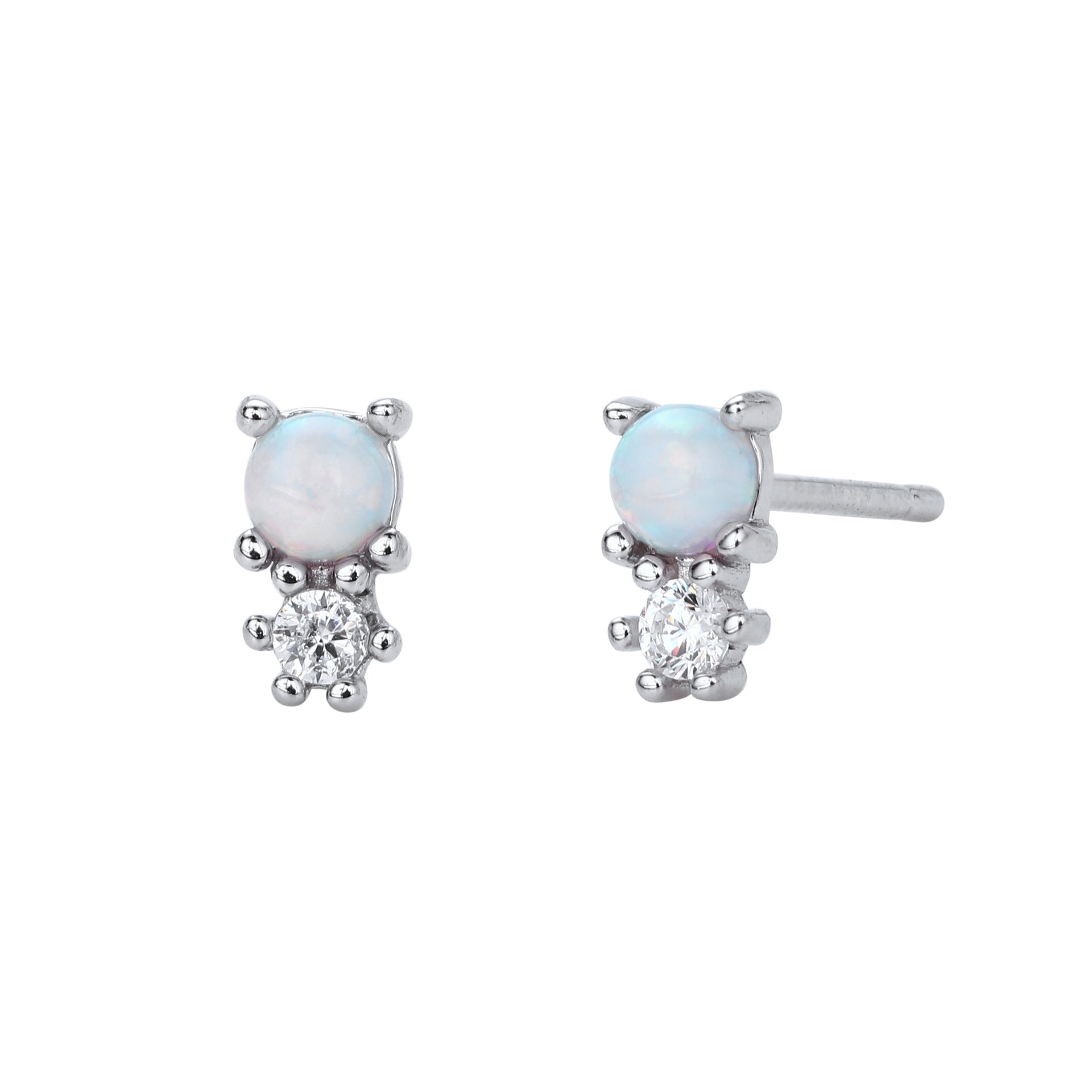 Damen Ohrstecker aus 925er Sterling Silber mit hochwertigem Zirkon und opalisierendem Design Shop Nory