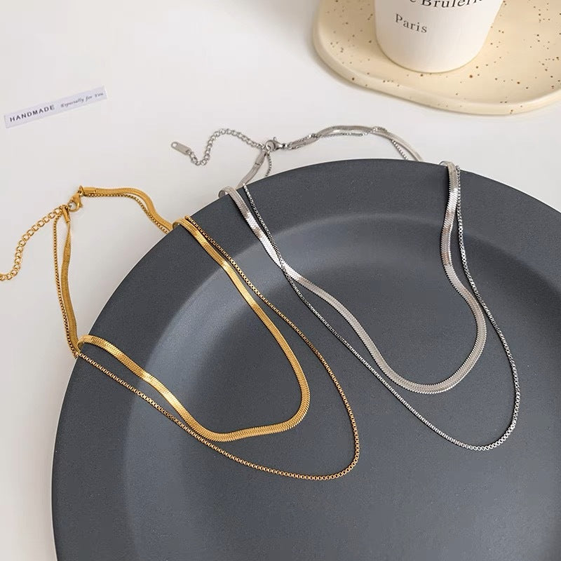 Damen Geschichtete Silberkette Shop Nory
